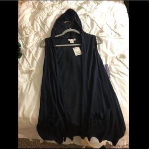 Navy hooded tank cardigan